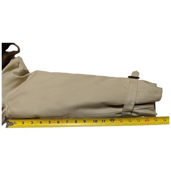 Vintage Eddie Bauer Womens Trench Coat Faux Fur Collar Made USA Black Tag - Picture 13 of 13